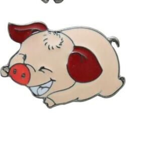 Laughing Pig Pin Brooch